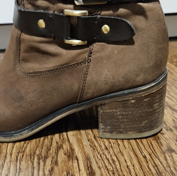 Franco Sarto Brown Ankle Boots with Buckle - Picture 6 of 10